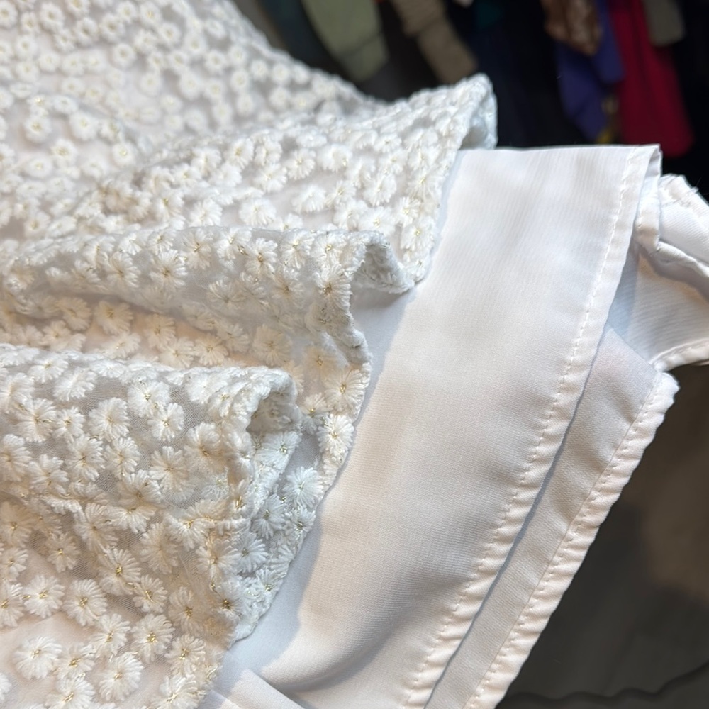 Zara White Ruffled Tiered mini dress sz S white flowers - Picture 3 of 5